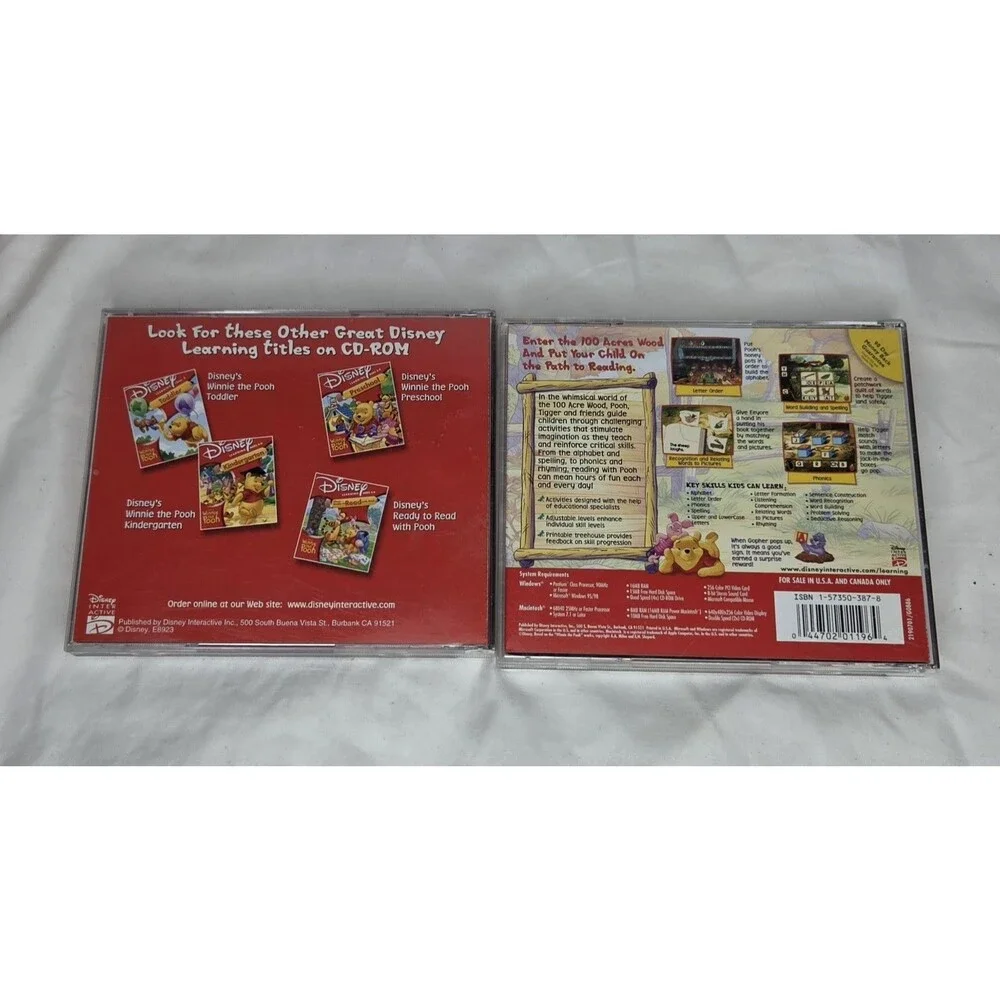 Vtg Disney Ready For Math & Reading w/ Winnie The Pooh CD-ROM 1997 Kids PC Games
